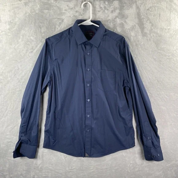 UNTUCKit Shirt men's Medium Button Up Performance Stretch Blue Casual Pocket - Picture 1 of 12